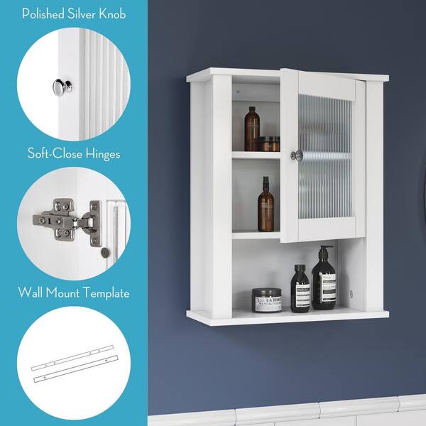 RiverRidge Prescott 16.5-in x 20.5-in x 7.06-in White Soft Close Bathroom Wall Cabinet
