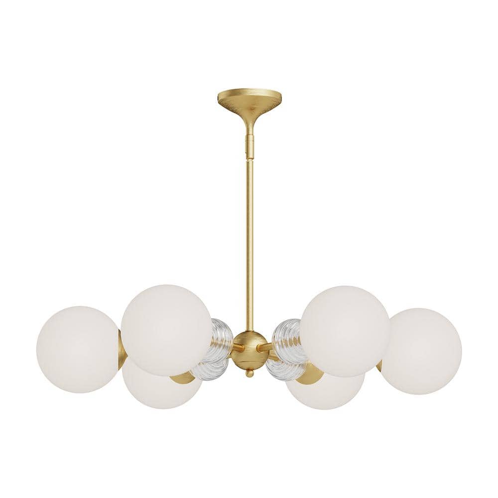 Celia Brushed Gold and Opal Glass Sputnik Chandelier