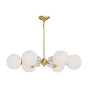 ALORA MOOD Willow 18 in. 5 Light 60-Watt Brushed Gold/Opal Matte Glass ...