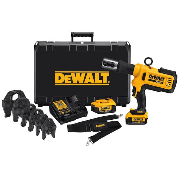 DEWALT 20V MAX Cordless Press Tool, (6) Press Jaws Sized 1/2 in. to 2 in., (2) 20V 4.0Ah Batteries, and Charger