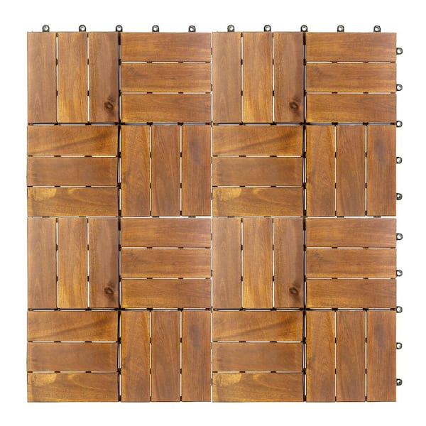 Unbranded 1ft.x 1ft. Interlocking Solid Hardwood Acacia Wood Deck Tile(10-Piece per Carton)