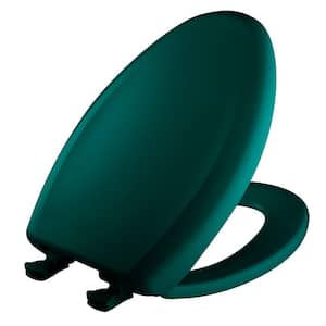 Soft Close Elongated Plastic Closed Front Toilet Seat in Teal Removes for Easy Cleaning and Never Loosens