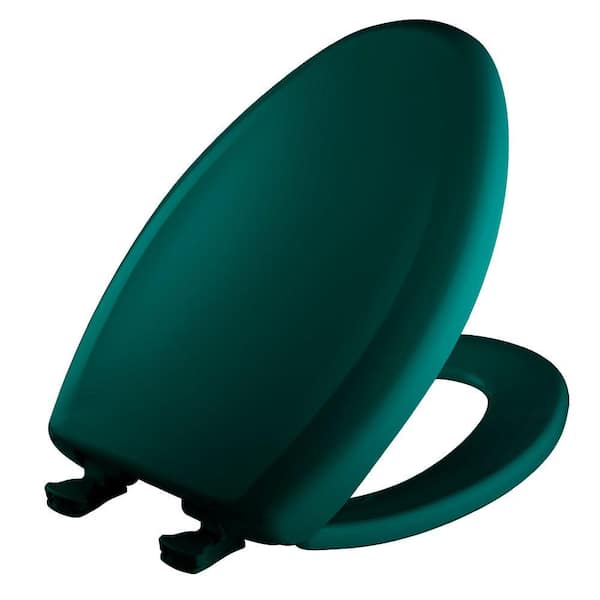 BEMIS Soft Close Elongated Plastic Closed Front Toilet Seat in Teal Removes for Easy Cleaning and Never Loosens