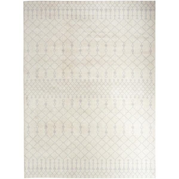 Nourison Astra Machine Washable Ivory 5 ft. x 7 ft. Moroccan Transitional Area Rug