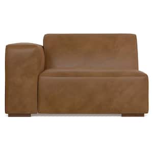 Rex 44 in. Straight Arm Genuine Leather Rectangle Left-Arm Sofa Module in. Caramel Brown