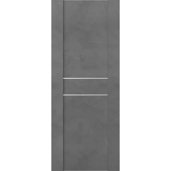 Belldinni 18 in. W x 80 in. H x 1-3/4 in. D 1-Panel Solid Core Vona Dark Urban Prefinished Wood Interior Door Slab