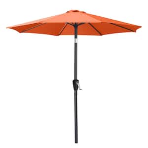9 ft. Aluminum Market Push Button Tilt Patio Umbrella in Orange