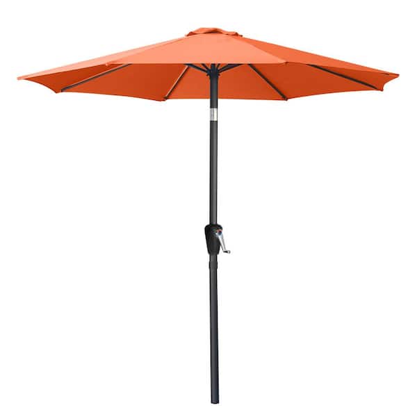 9 ft. Outdoor Market Push Tilt Patio Umbrella with Powder Coated Steel Pole, Orange
