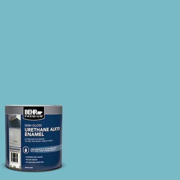 1 qt. #M470-4 Azure Lake Semi-Gloss Enamel Urethane Alkyd Interior/Exterior Paint