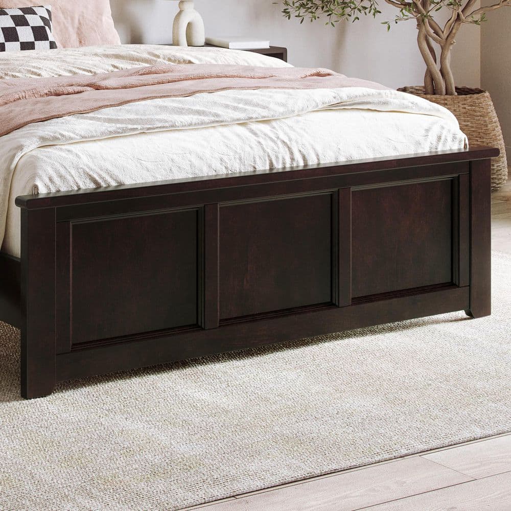 Charlotte Espresso Full Solid Wood Platform Bed with Headboard
