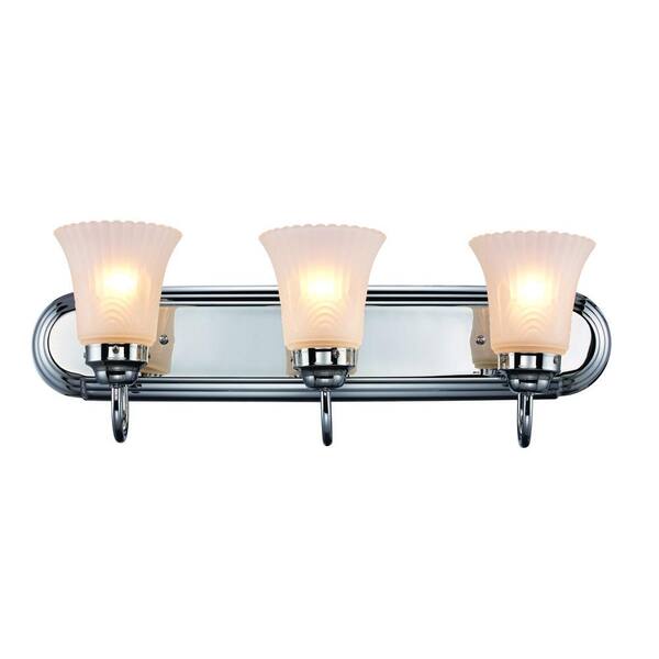 Bel Air Lighting 3-Light Polished Chrome Bath Bar Light with Frosted Glass