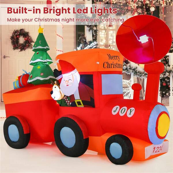 Costway 5.5 ft. Height 8 ft. Christmas Inflatable Santa Train