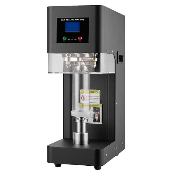 Automatic Can Sealing Machine, Black, Commercial Seamer for 2.17 in. (55 mm) Aluminum and Plastic Cans, Steel Housing