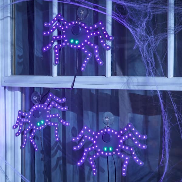 10 in Halloween Classics Twinkling LED Spiders - 3-Pack L3