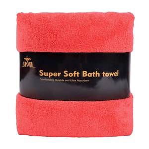 Coral 350 GSM Polyester Fleece Bath Towel (Set of 2)
