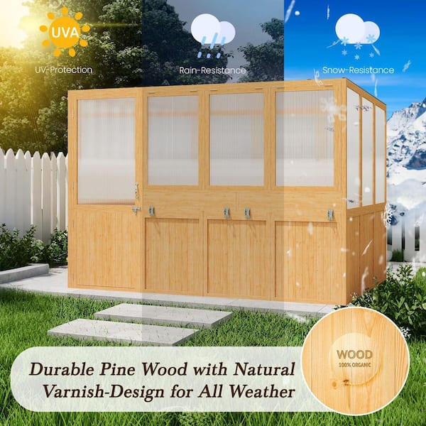 AECOJOY 112 in. W x 73 in. D x 81 in. H Wood Greenhouse for