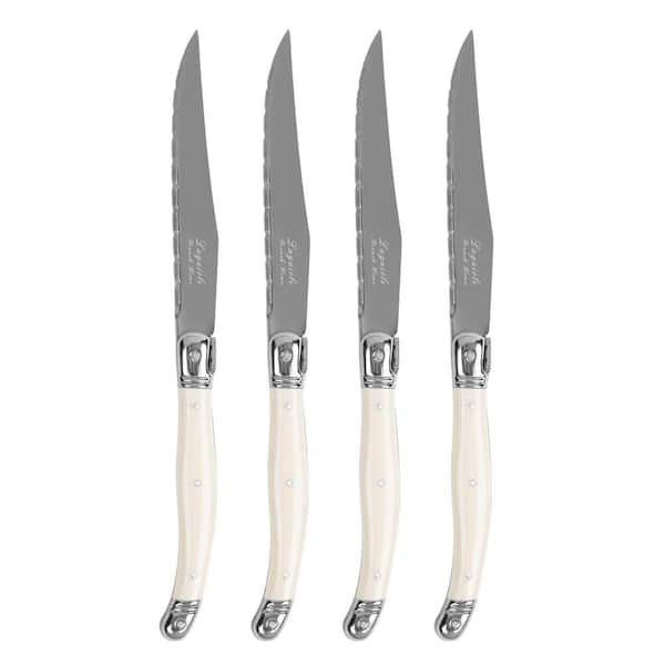 French Home Laguiole Connoisseur 4-Piece Steak Knife Set with Ivory-Colored Handles