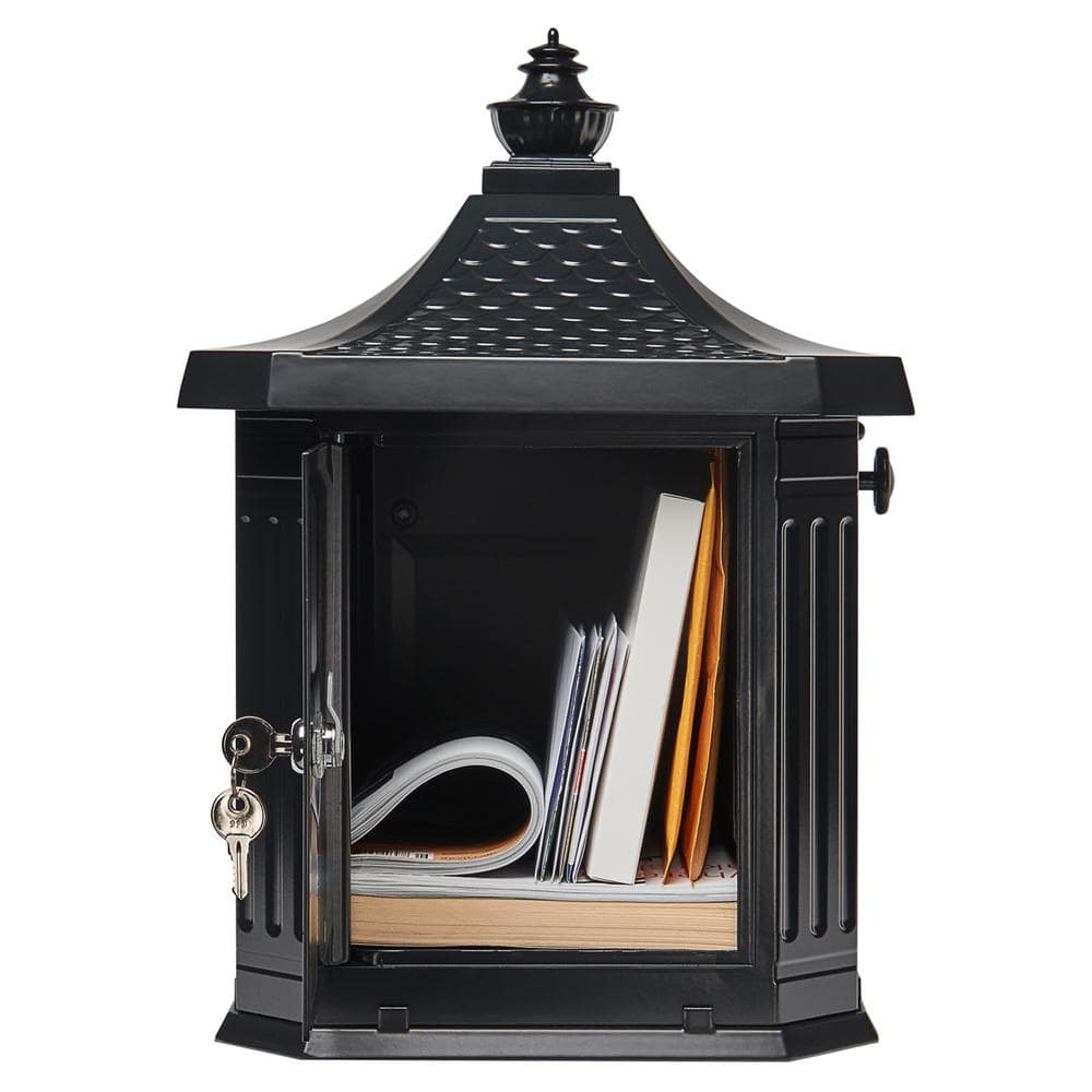 Hamilton Black Cast Aluminum Locking Post Mount Mailbox
