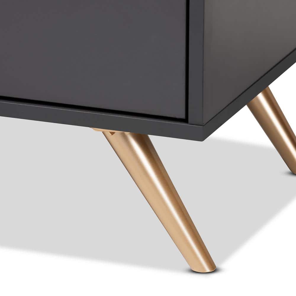 Kelson Dark Gray and Gold 6-Drawer Wood Dresser