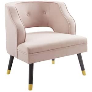 Traipse Pink Button Tufted Open Back Performance Velvet Armchair