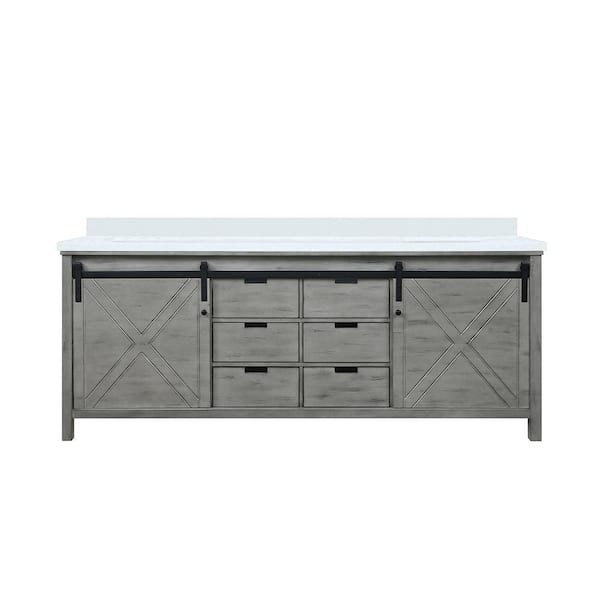 Marsyas 84 in W x 22 in D Ash Grey Double Bath Vanity and Cultured Marble Countertop