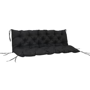 59 in. x 39 in. Outdoor Tufted Bench Cushion 3-Seater Replacement for Swing Chair Patio Sofa/Couch with Backrest Black