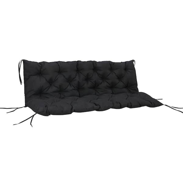 ITOPFOX 59 in. x 39 in. Outdoor Tufted Bench Cushion 3-Seater Replacement for Swing Chair Patio Sofa/Couch with Backrest Black