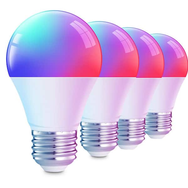 A19 E26 2.4GHz Color Changing Smart LED Light Bulb, Wattage Eq. 60 800LM Smart Bulb Work w/ Alexa and Google Home 4-Pack