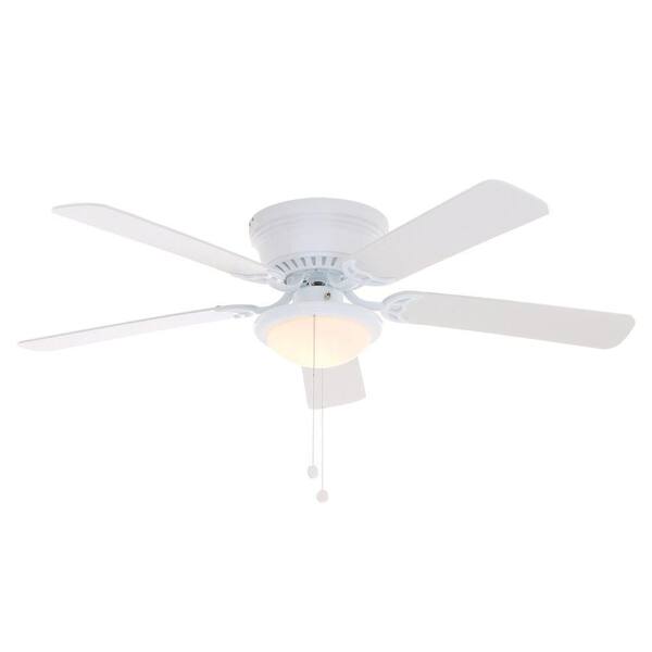 Hampton Bay Hugger 52 in. White Ceiling Fan with Reversible White and Brown Blades