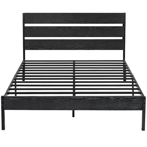 Reviews For VECELO Queen Bed Frame Black Metal Frame Queen Platform Bed ...