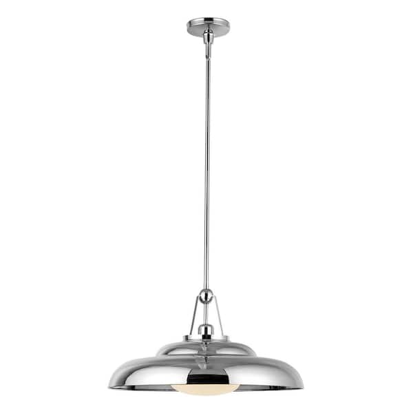 ALORA Palmetto 20 in. 1 Light 60-Watt Polished Nickel/Glossy Opal Pendant Light