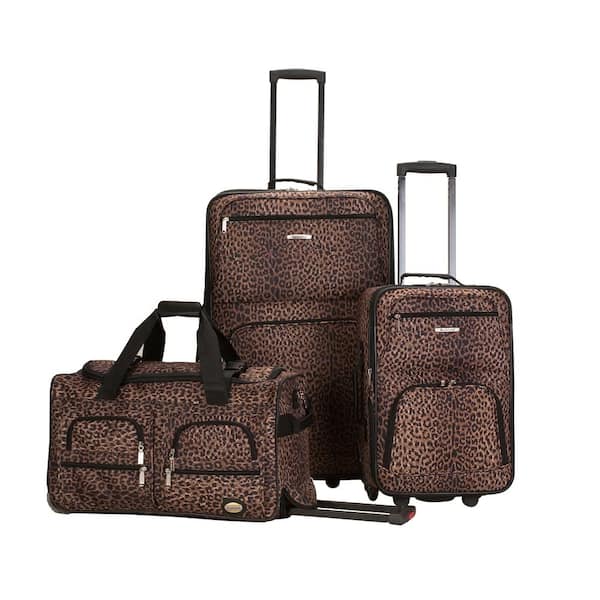 Rockland Vara Expandable 3-Piece Softside Luggage Set, Leopard