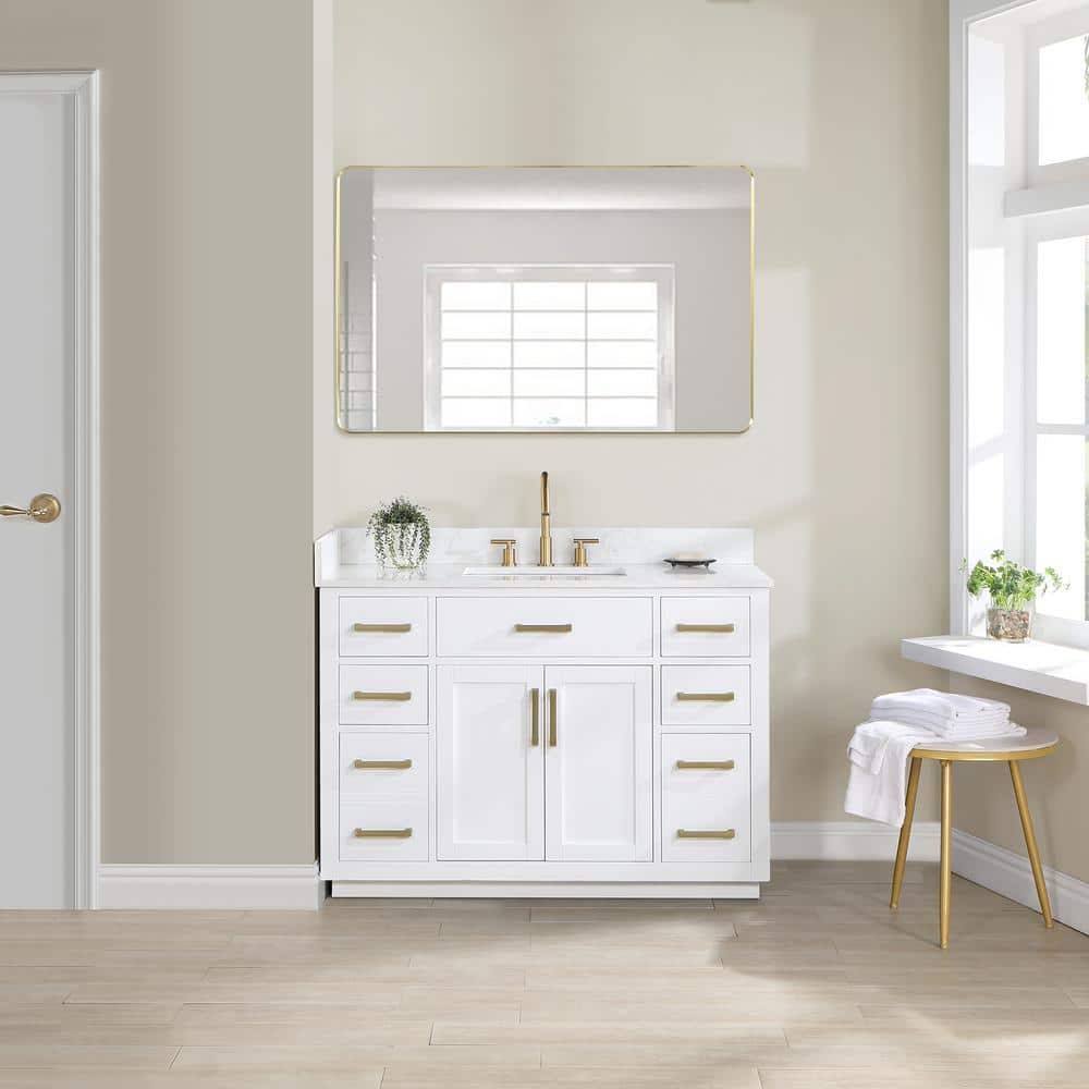 Gavino 48" White Wood Vanity with Composite Stone Top