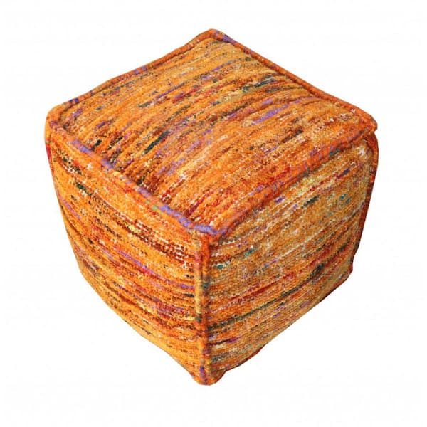 Orange Fabric Specialty Cube Ottoman