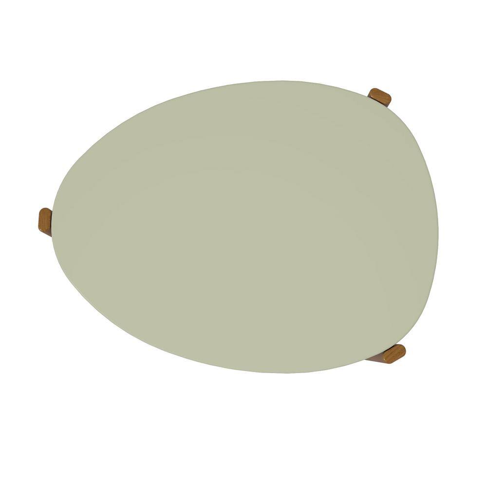 Modern Green MDF and Eucalyptus Wood Elliptical Accent Table Set