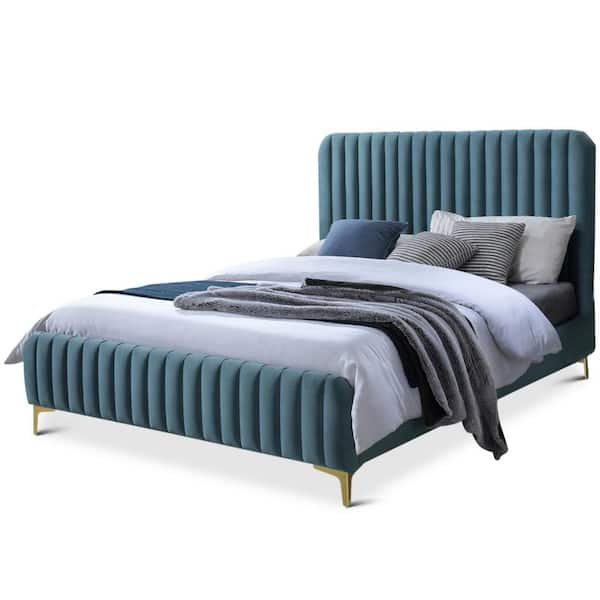 Ashcroft Furniture Co Angel Sea Blue Solid Wood Frame King Size Platform Bed