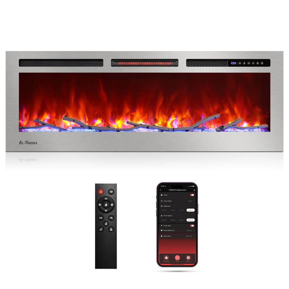 TURBRO 50 in. Smart Wi-Fi Infrared Electric Fireplace Crackling Sound ...