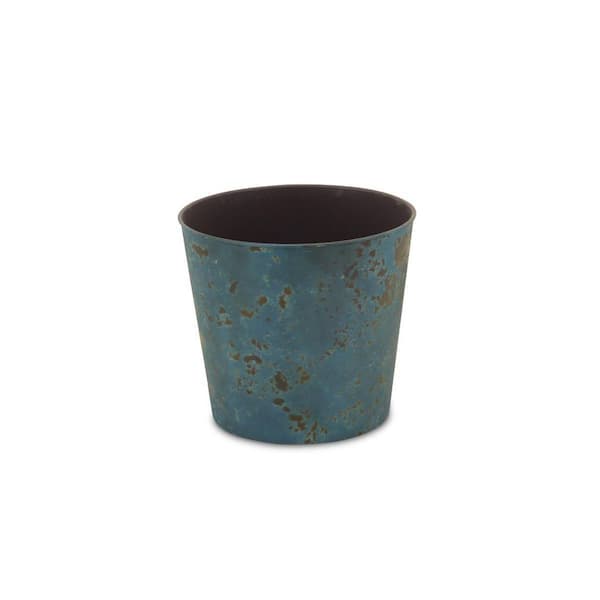 9 in. x 8 in. Blue Indoor/Outdoor Plastic Decorative Pots