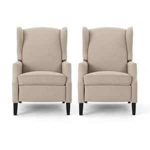 Wescott Wheat and Dark Brown Push-Back Recline Upholstered Recliner (Set of 2)