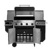 4-Burner Gas Grill and Pellet Smoker Combo in Black