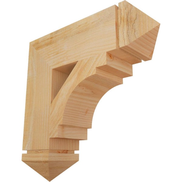 Ekena Millwork 6 in. x 22 in. x 22 in. Douglas Fir Merced Arts and Crafts Rough Sawn Bracket