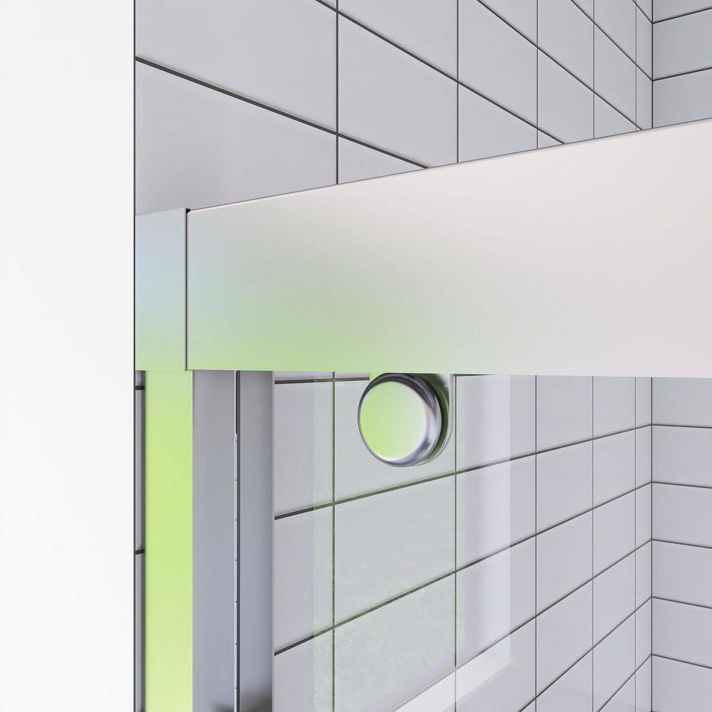 60" Chrome Frameless Double Sliding Shower Door with Clear Glass