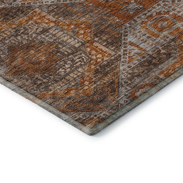 Mayfield Premium Machine Washable Abstract AMF1928 Copper 8 ft. x 10 ft. Area Rug