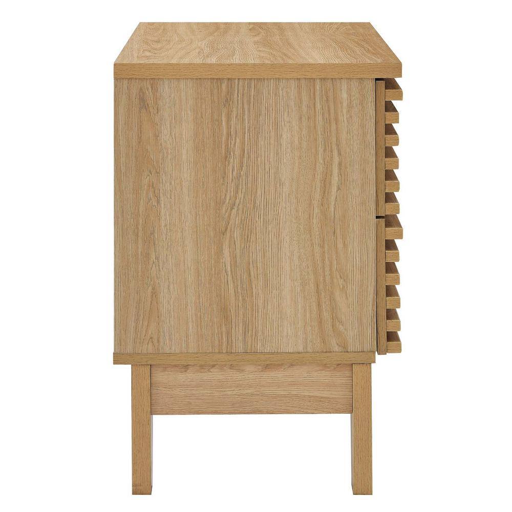 Oak Mid-Century Modern Two-Drawer Nightstand