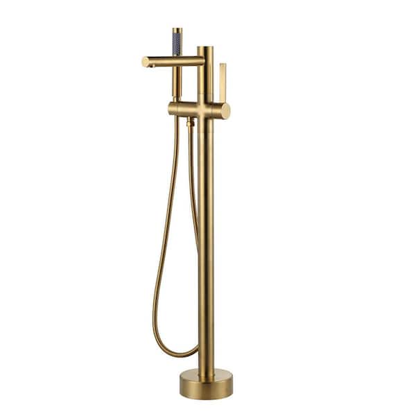 ARCORA 2-Handle Claw Foot Tub Faucet with Hand Shower in Gold