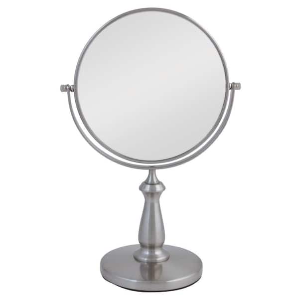 8 in. W x 8 in. H Small Round 1X/10X 2-Sides Magnifying Desk Makeup Mirror  with Built-in Battery & Type-C Port in Chrome