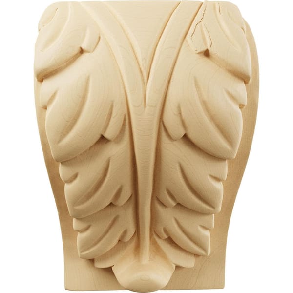 Ekena Millwork CORW05X04X07BAMA 4 1/2W x 3 3/4D x 7H Extra Large Acanthus Leaf Block Corbel, Maple