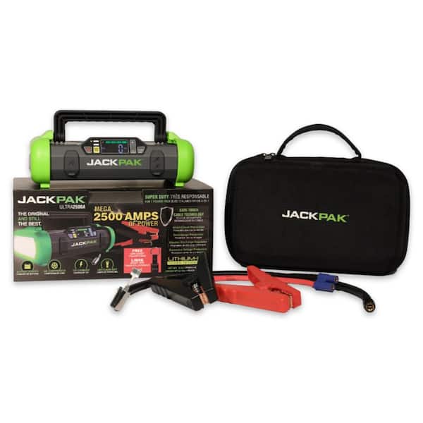 JackPak 5180050 150 PSI 2000 Amp Ultra Multi-function 4-in-1 Jump Starter, Air Compressor, Flashlight, and Portable Charger