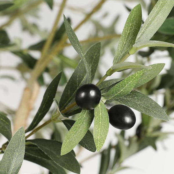 10 ft. Artificial Olive Tree in Pot with Natural Wood Trunk and