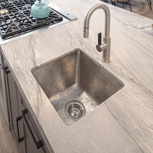 Nickel 16 Gauge Copper 17 in. Dual Mount Square Bar Sink